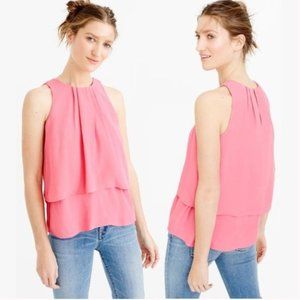 J. Crew Tiered Crepe Sleeveless Tank Top Barbie Pink - Size 2